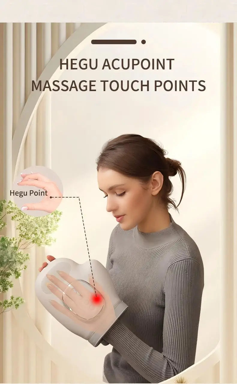 Gray 13-Airbag Hand Massager with Health, Soothing and Vitality Mode Labels, Five Compression Levels and Heated Cordless Type-C Design for Adult Relaxation