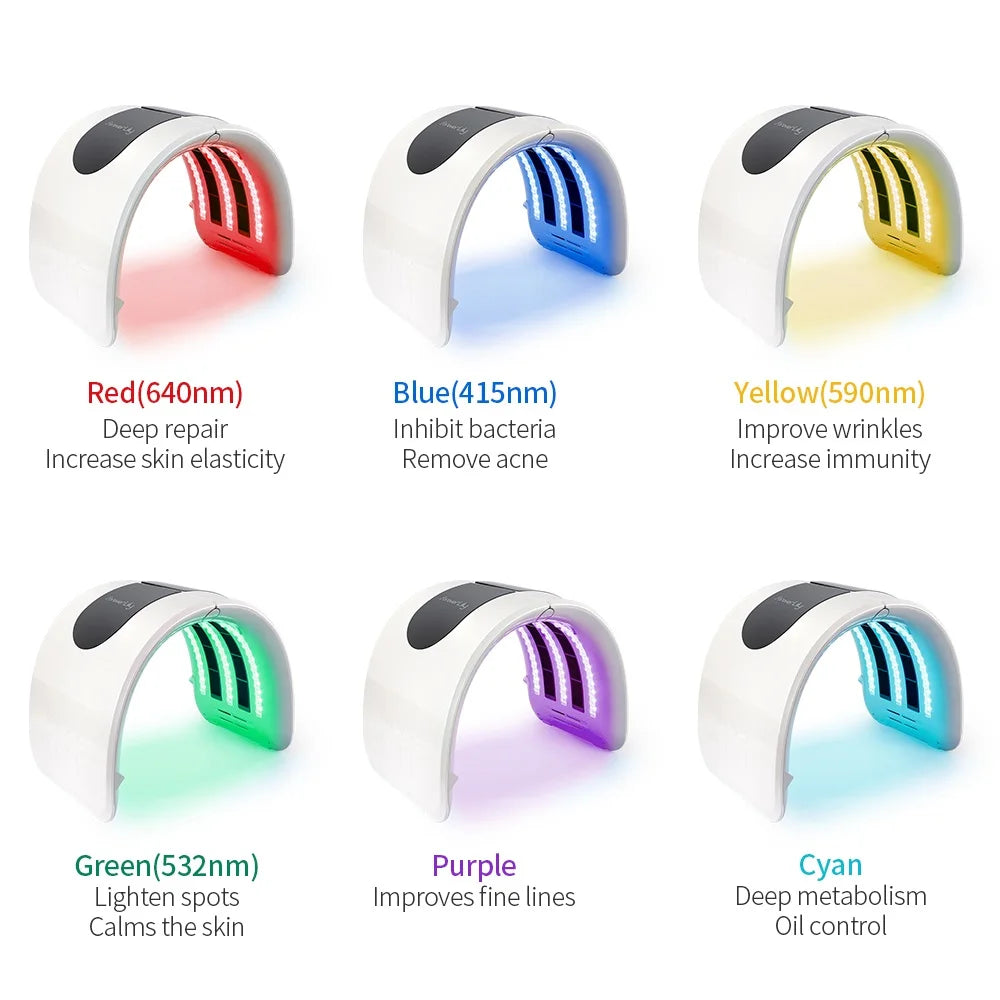 LED Beauty Light Machine with Foldable Face and Body Design, Seven Color and Heating Model References, Eye Protection and Regional Plug Options