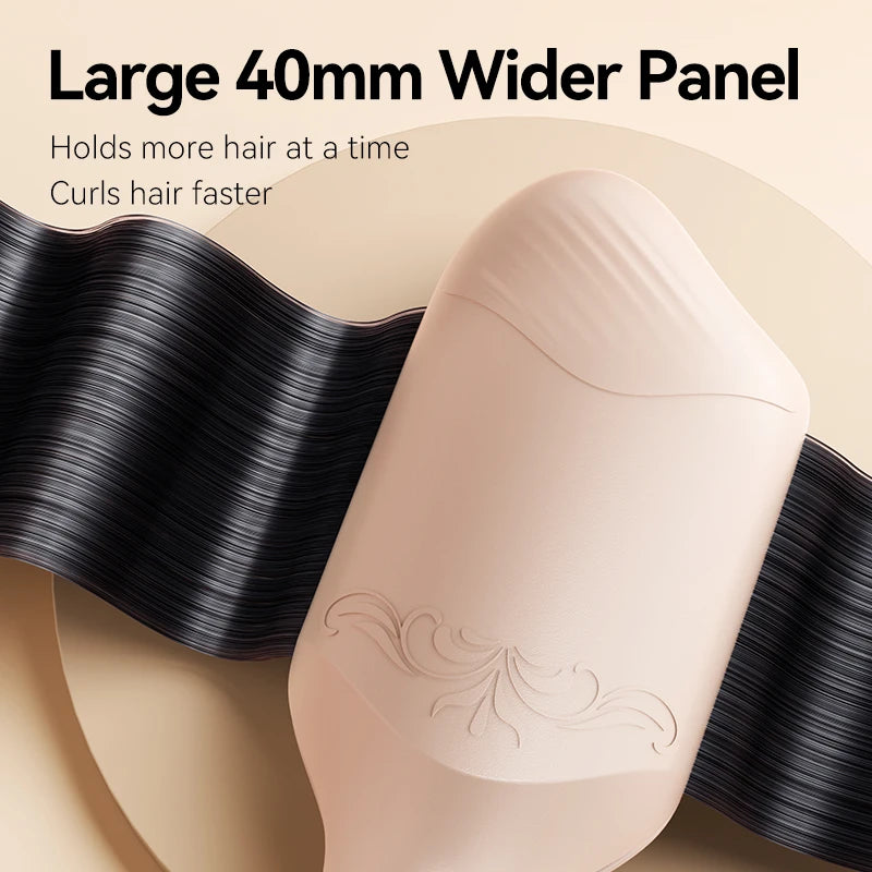 40mm Hair Waver in Beige, Corded Ceramic-Coated Wave Styling Iron with Listed Adjustable Heat, Regional Plug Choices and Without-Box Packaging Option