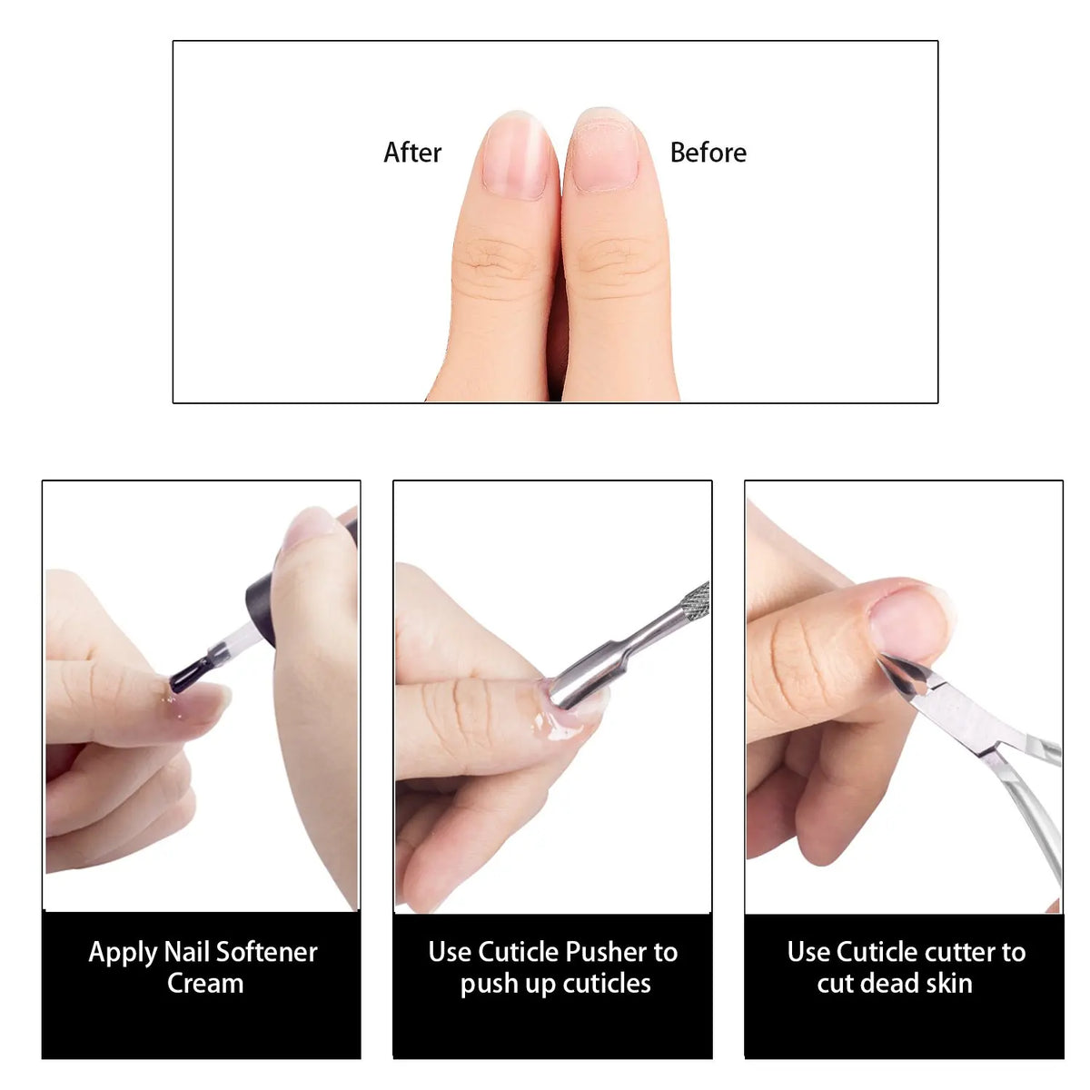 Stainless Steel Cuticle Pliers by LINMANDA, Silver Manual Manicure Tools with 2, 3 or 4-Piece Set Labels and A-D Options for Adult Nail Care