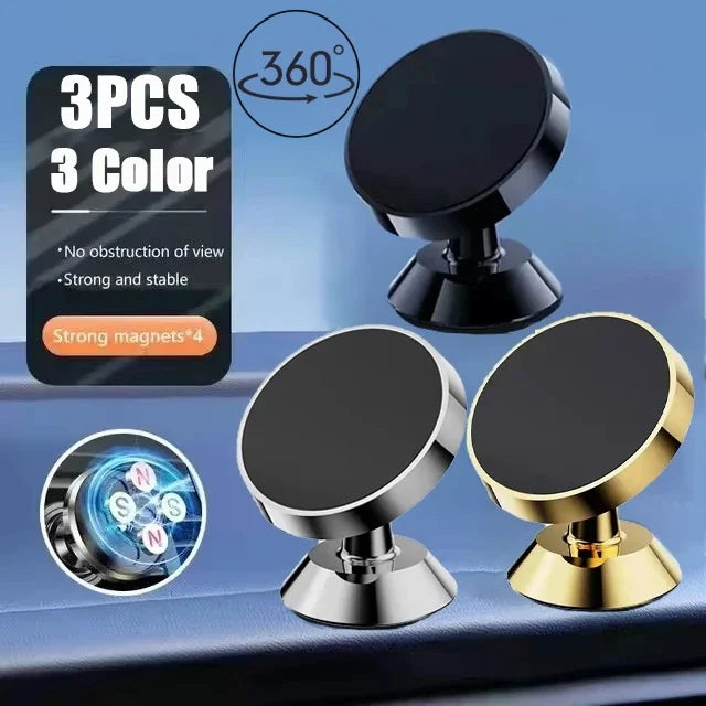 Magnetic Car Phone Holder with Fixed or 360-Degree Rotating Model Options, Dashboard and Wall Mounting References in Black, Silver, Gold and Rose Gold