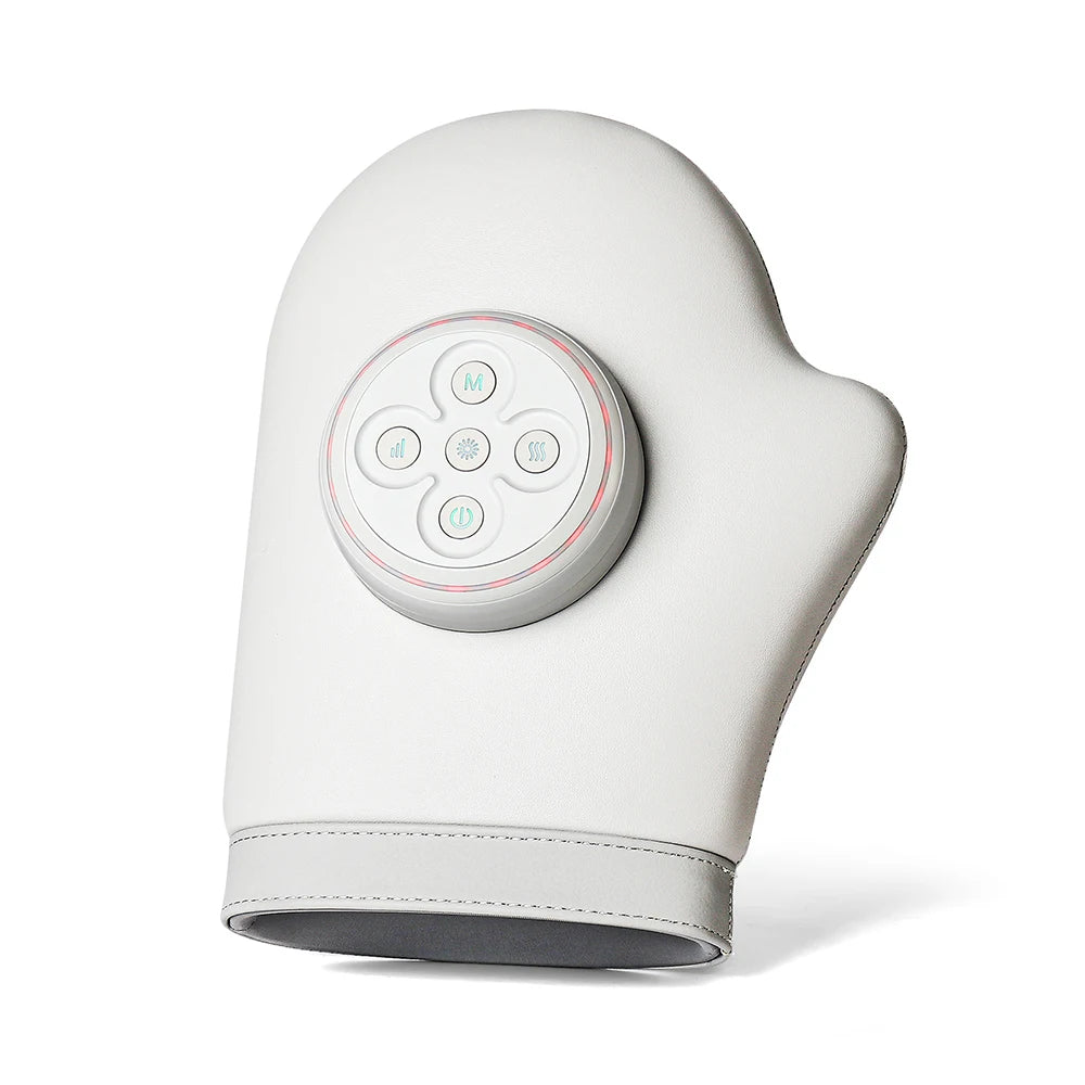 Electric Hand Massager in White with Air Compression, Three Listed Modes and Five Intensity Levels, 2000mAh Rechargeable Battery and 15-Minute Timer for Adult Relaxation