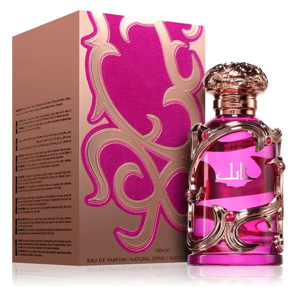 Women's Pear Jasmine Perfume with Listed 100ml Eau de Parfum Spray, Bergamot and Amber Musk Notes, Rose Red Option and Decorative Rose Gold Bottle for Gifts