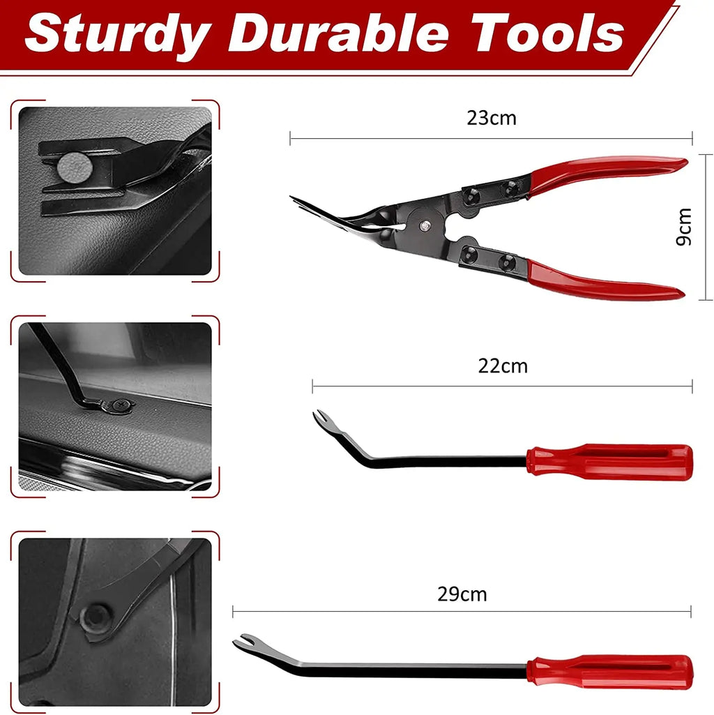 Car Interior Trim Removal Kit with Red or Blue 5, 11, 41 and 161 PCS Configurations for Compatible Door Panels, Stereo Surrounds and Fastener Release Tasks