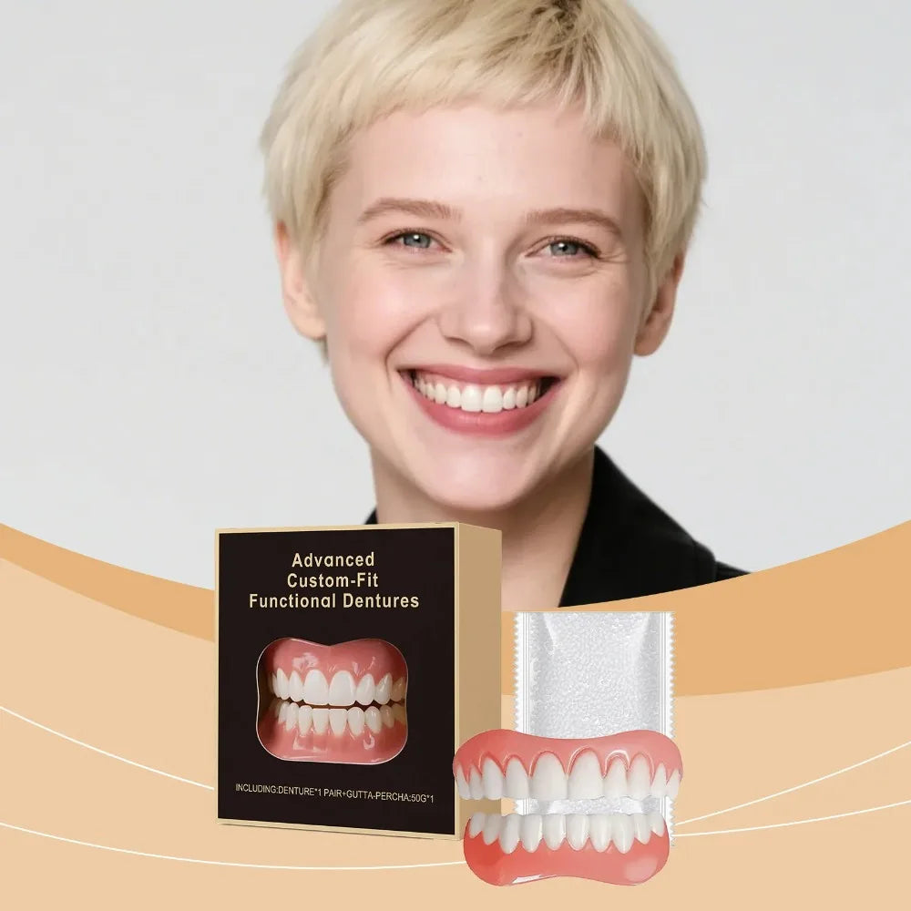 Boxed False Teeth Kit, Denture-Style Upper and Lower Cover Listing with 1, 2 or 3 Set Options for Adults Requiring Professional Dental Fit Review