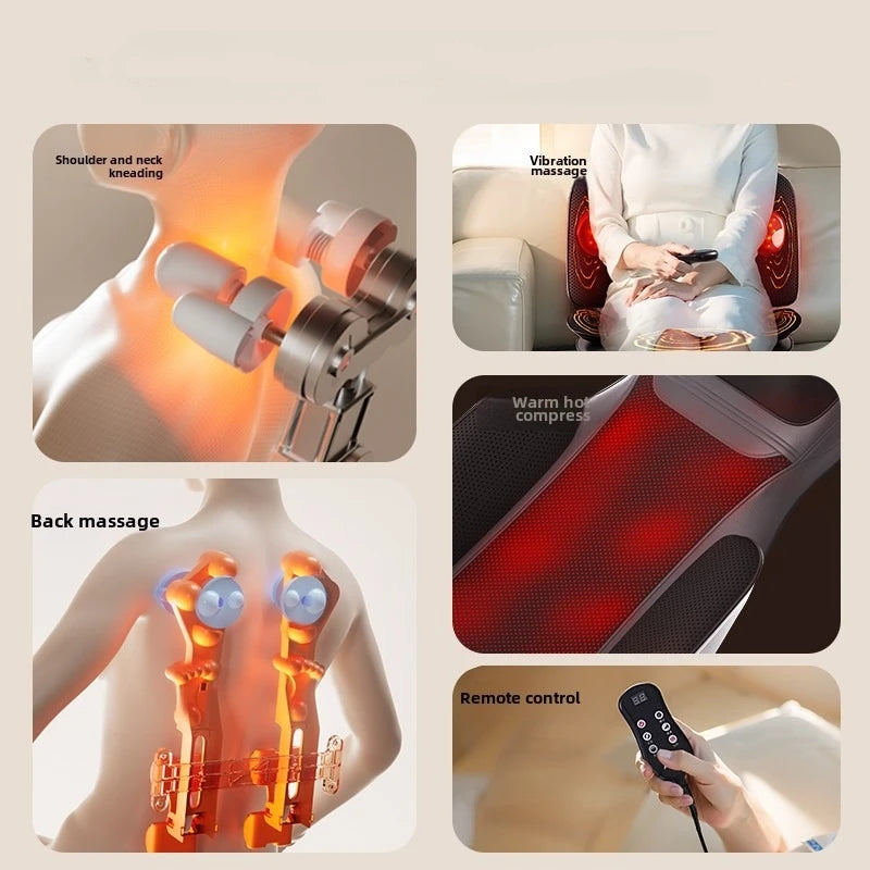Massage Seat Cushion 5-in-1 Chair Pad with Listed Heat, Vibration and Kneading, US EU UK or AU Plug Options for Compatible Home Seating and Personal Massage Breaks