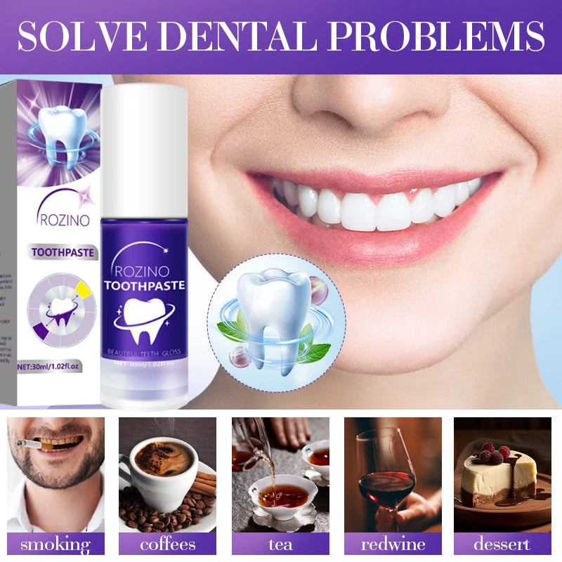 V34 Purple Toothpaste Serum with Color-Correcting Concept, 1-Piece, 2-Piece or Seven-Piece Box Options for Label-Guided Adult Oral Care Routines