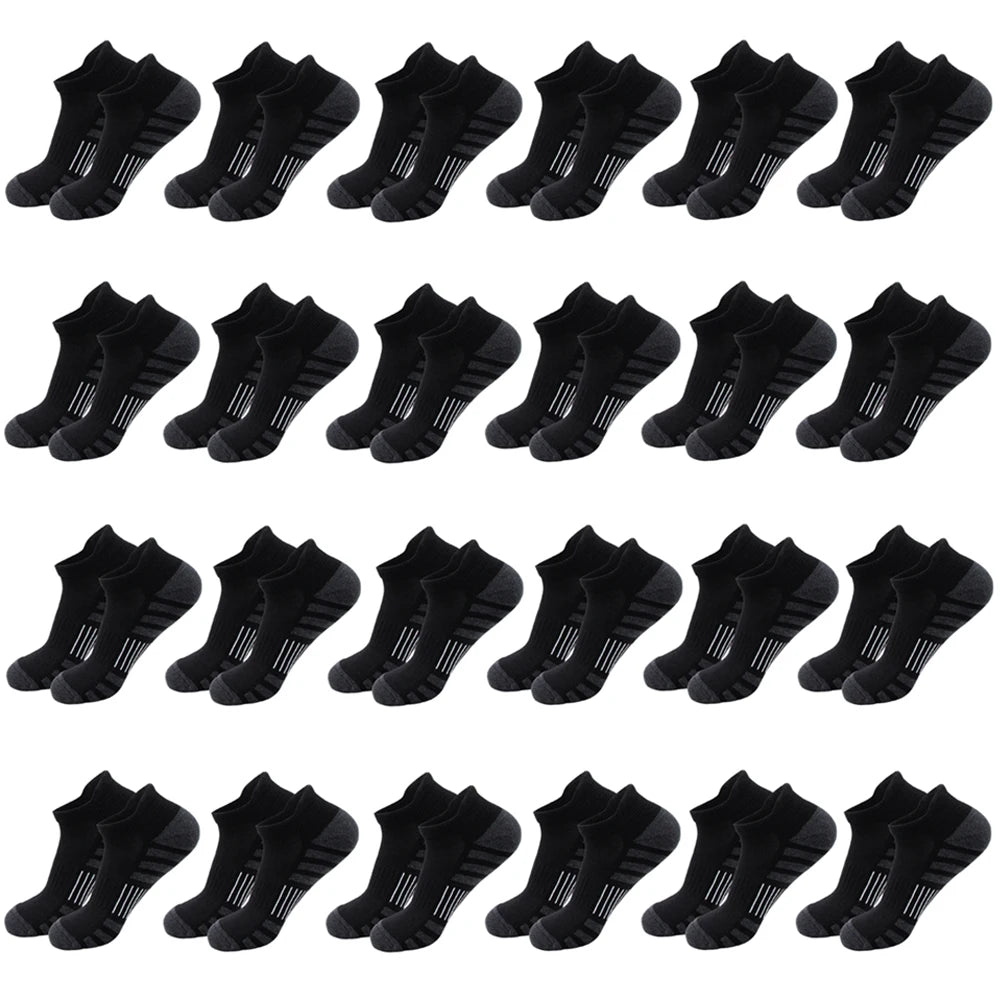 Cushioned Ankle Running Socks with Low-Cut Tab Design, Polyester Athletic Multipacks in 6, 12, 24 or 30 Pairs for Men's and Women's Workouts and Daily Wear