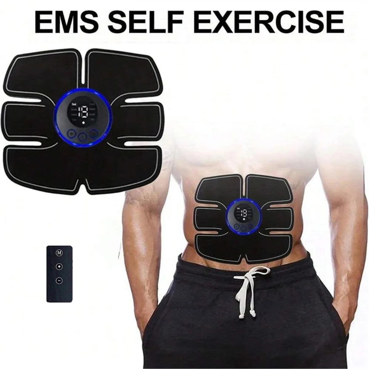 Abs Stimulator with Listed Rechargeable and Wireless Design, Portable Muscle Trainer in Remote black, abdomen Arm or black abdomen Configuration Options