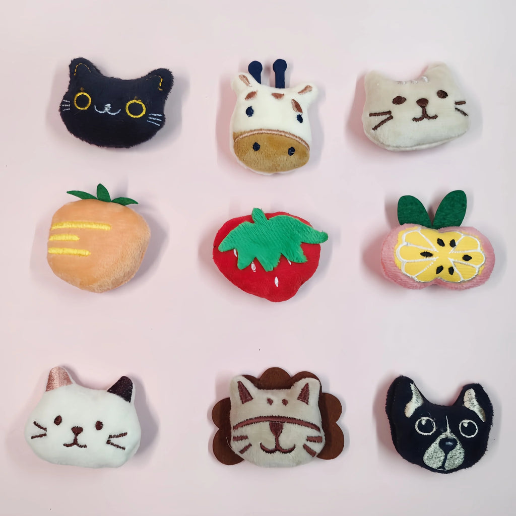Mini Catnip Plush Cat Toys in Random Assortment Packs, 10, 15, 20, 30, 50 or 100 Pieces with Built-In Catmint Wording for Supervised Indoor Pet Play
