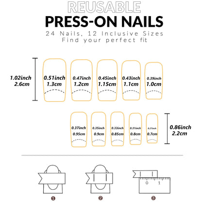 Glossy Fake Toenails with Listed 48-Piece Full-Cover Design, French-Inspired Nail Styling in Nine Color Options for Women's At-Home Pedicure and Vacation Looks