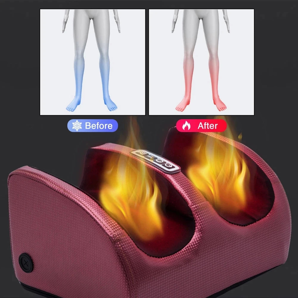12-Node Heated Foot Massager with Shiatsu-Style Kneading, 3 Speed Levels, Reversible Rotation and 15-Minute Auto Shutoff for Home Relaxation