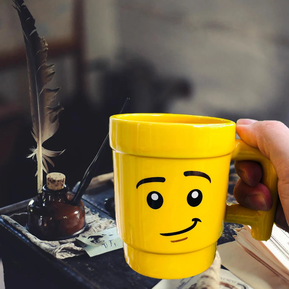 Impish Expression Mug in Porcelain, Single 250ml Cartoon Coffee, Tea and Milk Cup with A-G Design Options and Foam-Lined Box for Friends and Family Gifts