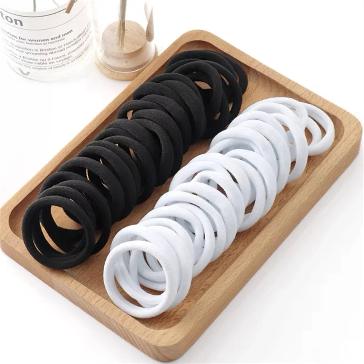 Kids Elastic Hair Ties in 20, 50 or 100-Piece Packs, Black, Coffee or White Hair Bands for Girls' Ponytails, Braids and Everyday School Hairstyles