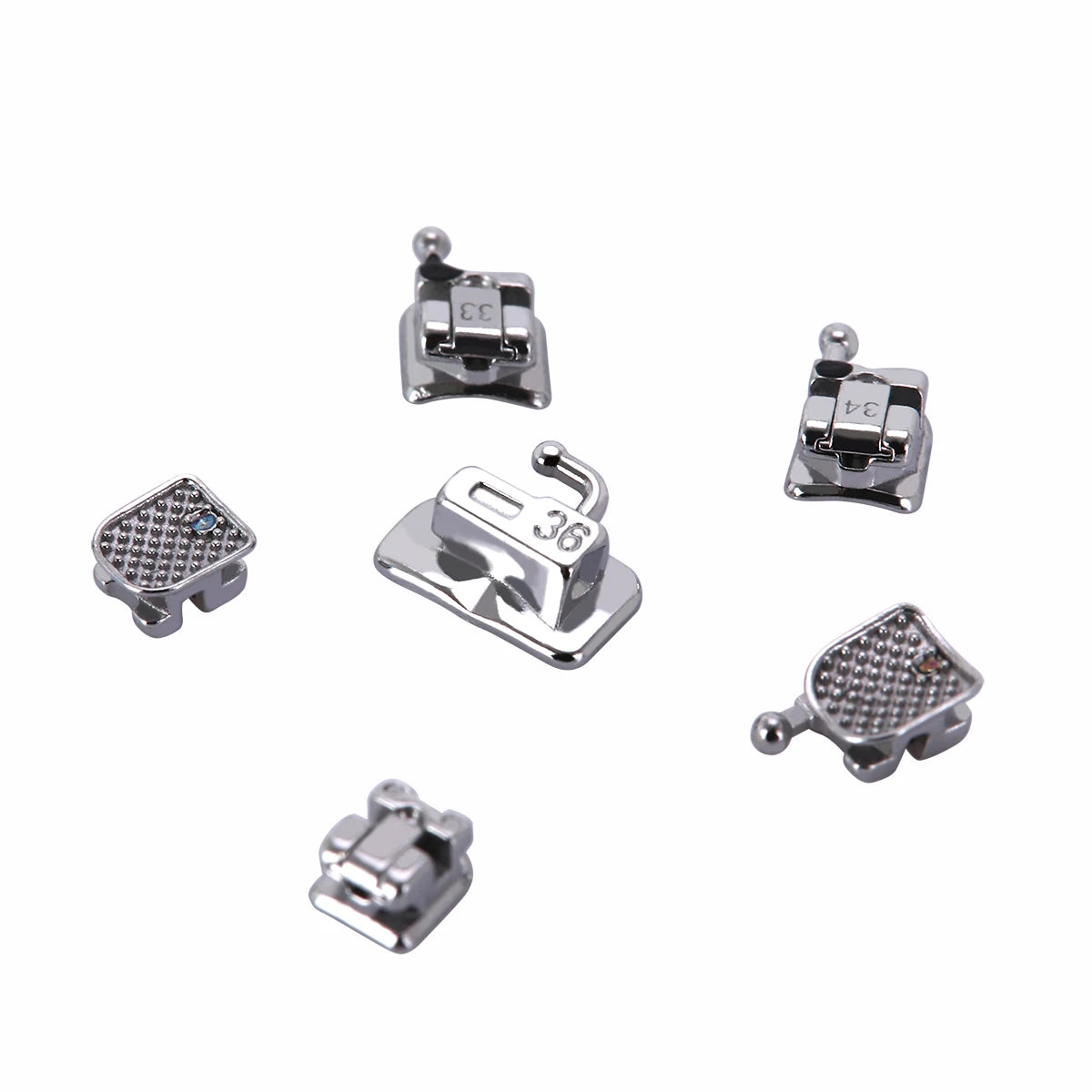 Passive Self-Ligating Brackets by AZDENT, Five Packs with First-Molar Buccal Tubes and Listed 0.022-Inch MBT or Roth Hooks 345 Options for Professional Orthodontic Selection