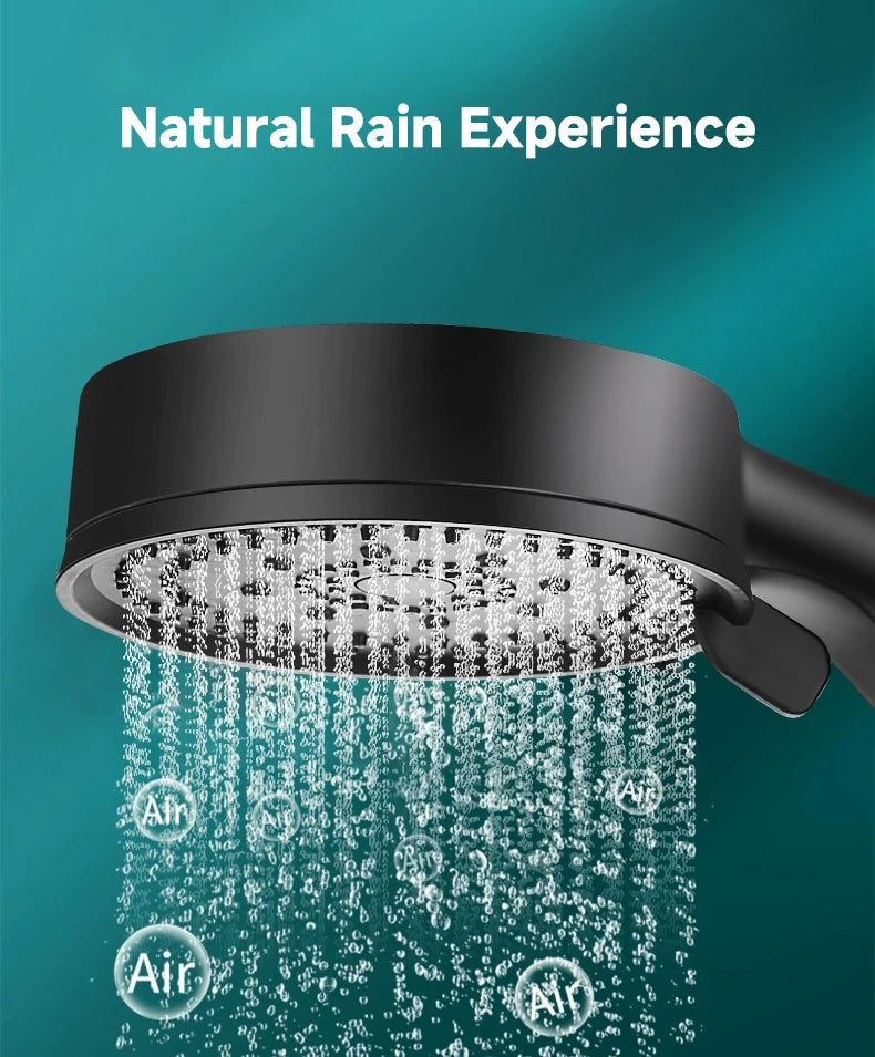 Black Handheld Shower Head for Bathroom Replacement, Listed G1/2 Thread and ABS Construction with 3.54-Inch Size Option, Adjustable Spray Head Only