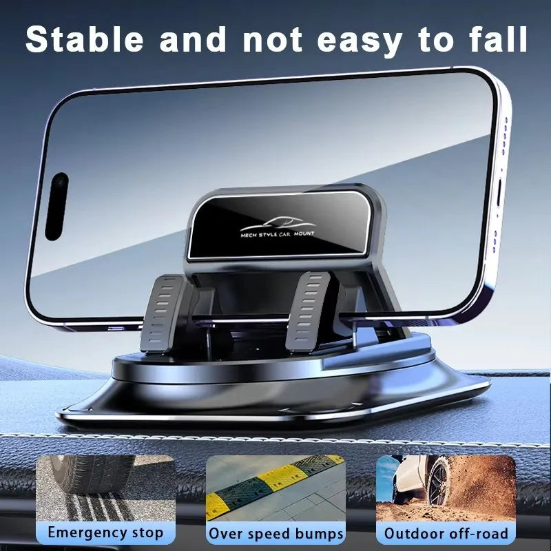 Silicone Dashboard Phone Holder in Black with Anti-Slip Design and 360-Degree Rotation, Car Smartphone Mount for Compatible Devices and Navigation Viewing