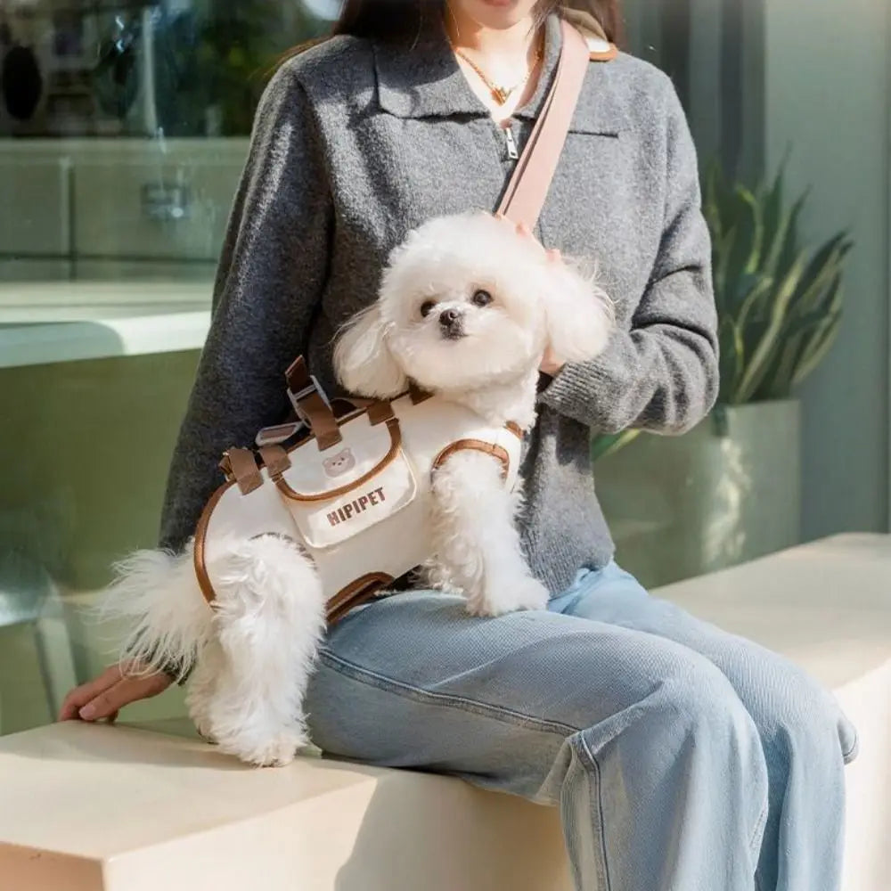 Oxford Cloth Dog Carrier Backpack with Mesh Panels, Listed Padded Interior and Adjustable Strap in Black or Beige, S to XL Options for Pet Outings