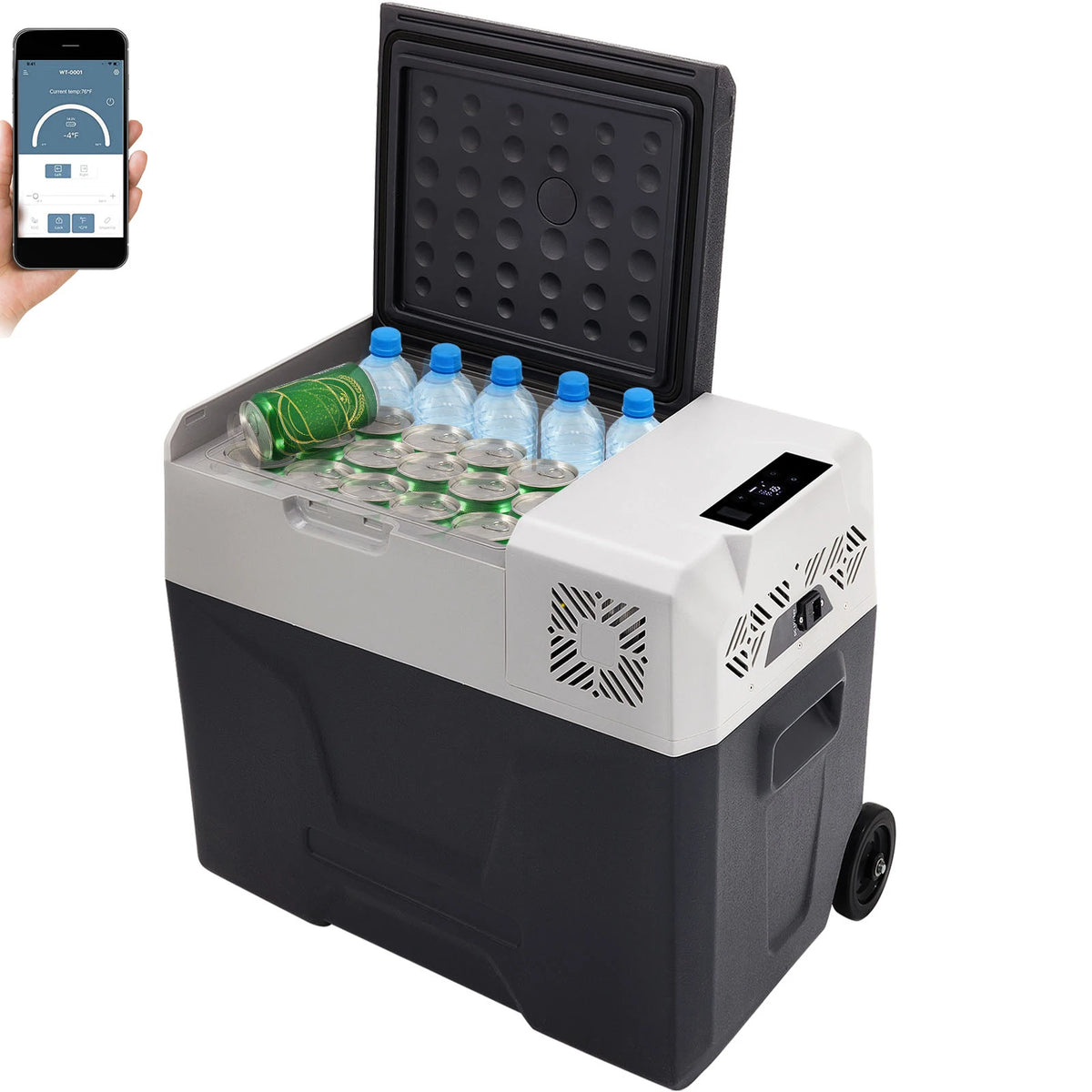 Portable Car Refrigerator by Succebuy, 15L–55L Compressor Cooler with Touch Panel and App Control, ECO and MAX Modes, 12V/24V DC Support for RV Camping and Road Trips