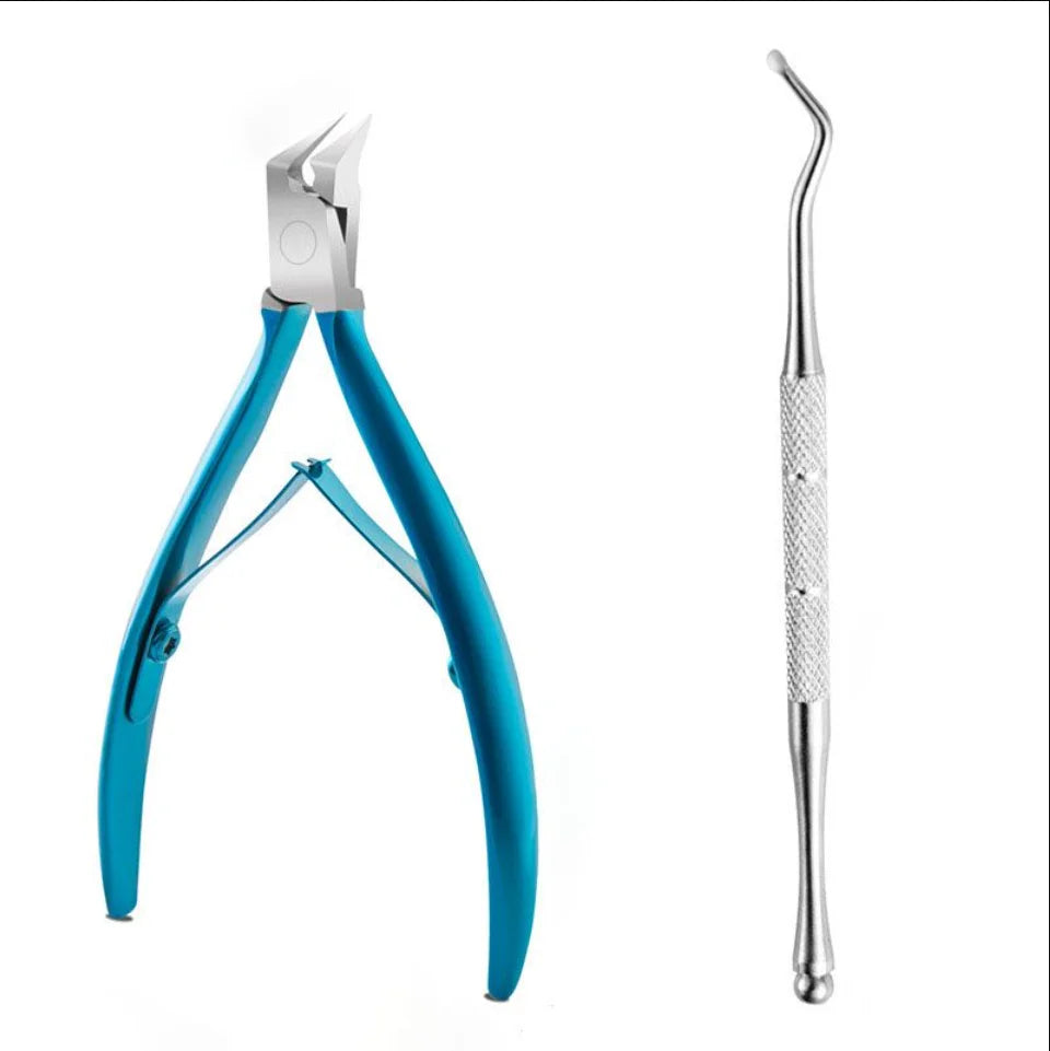 Toenail Nipper, Manual Pedicure Tool with Stainless Steel Reference in Blue, Black or Silver Color and Selected Lifter Sets for Adult Personal Nail Grooming