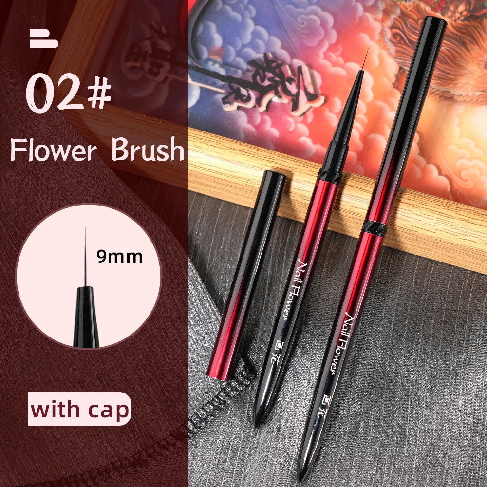 Metal Handle Nail Art Brush Options for Liner, Flower, French and Lace Designs, Individual Brushes, Numbered Bundles or 13-Piece Set with Bucket