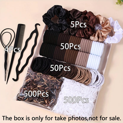 Hair Accessories Set for Women, Twelve Color and Pattern Options with Scrunchie and Ponytail Tie References for Everyday Buns and Outfit Coordination