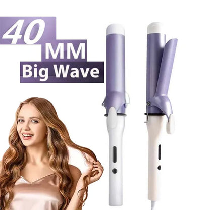 40mm Large Barrel Curling Iron with Tourmaline Ceramic Heating, Five Temperature Settings and Purple Finish for Loose Curl Styling, US Plug Option