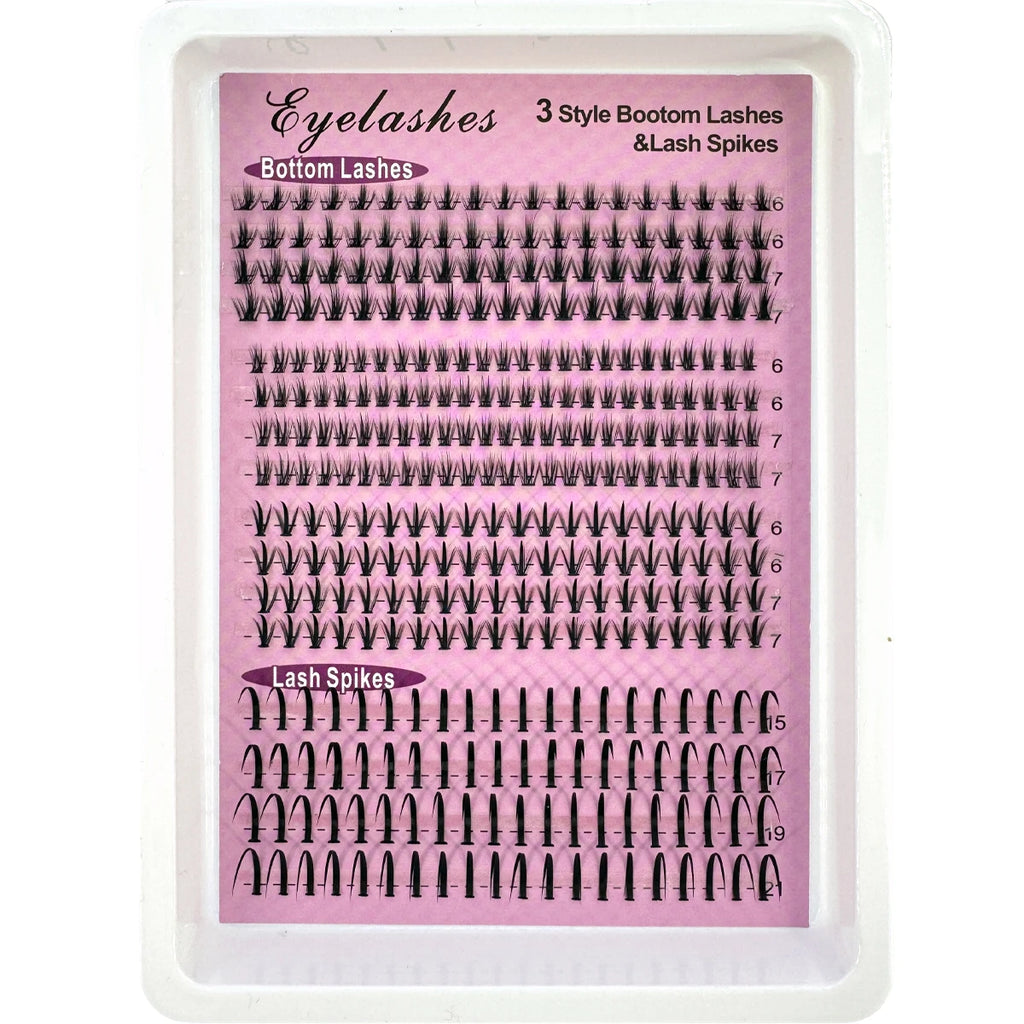 Bottom Lash Clusters and Individual Lash Spikes with 6–7mm and 15–21mm Length References, D Curl MIX Options in 12 or 16-Row Styles for Adult Manga Makeup