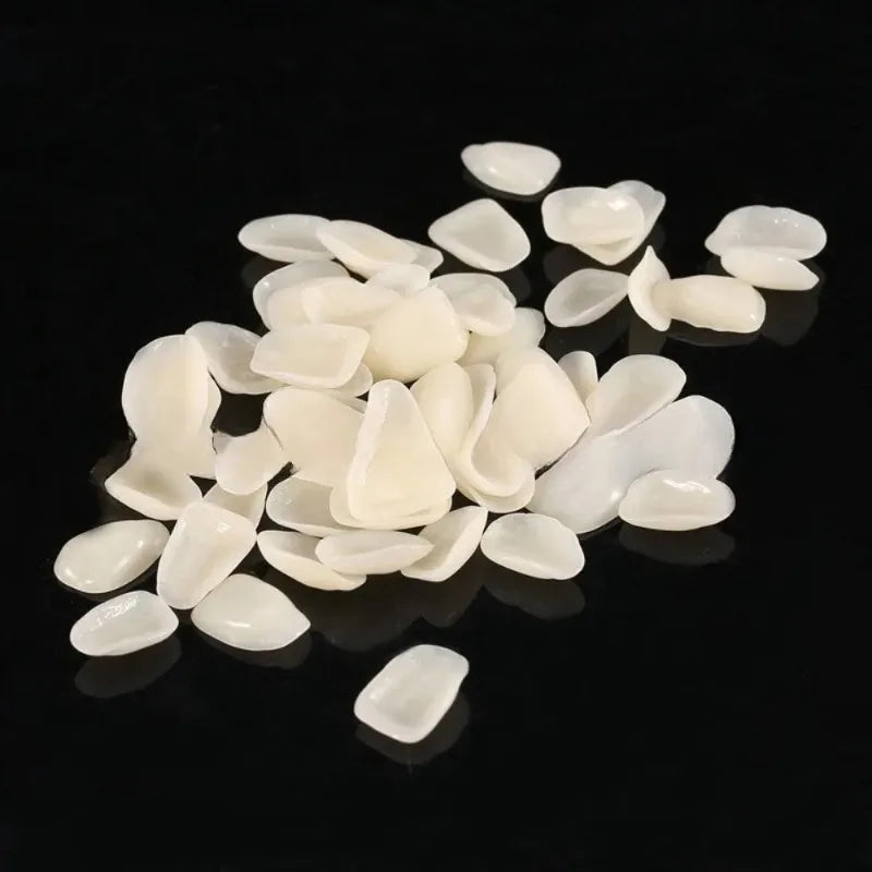 Temporary Dental Veneer Pieces for Front Teeth, Mixed-Size Cosmetic Cover Listing in Slightly White or Slightly Yellow Options for Professional Dental Review