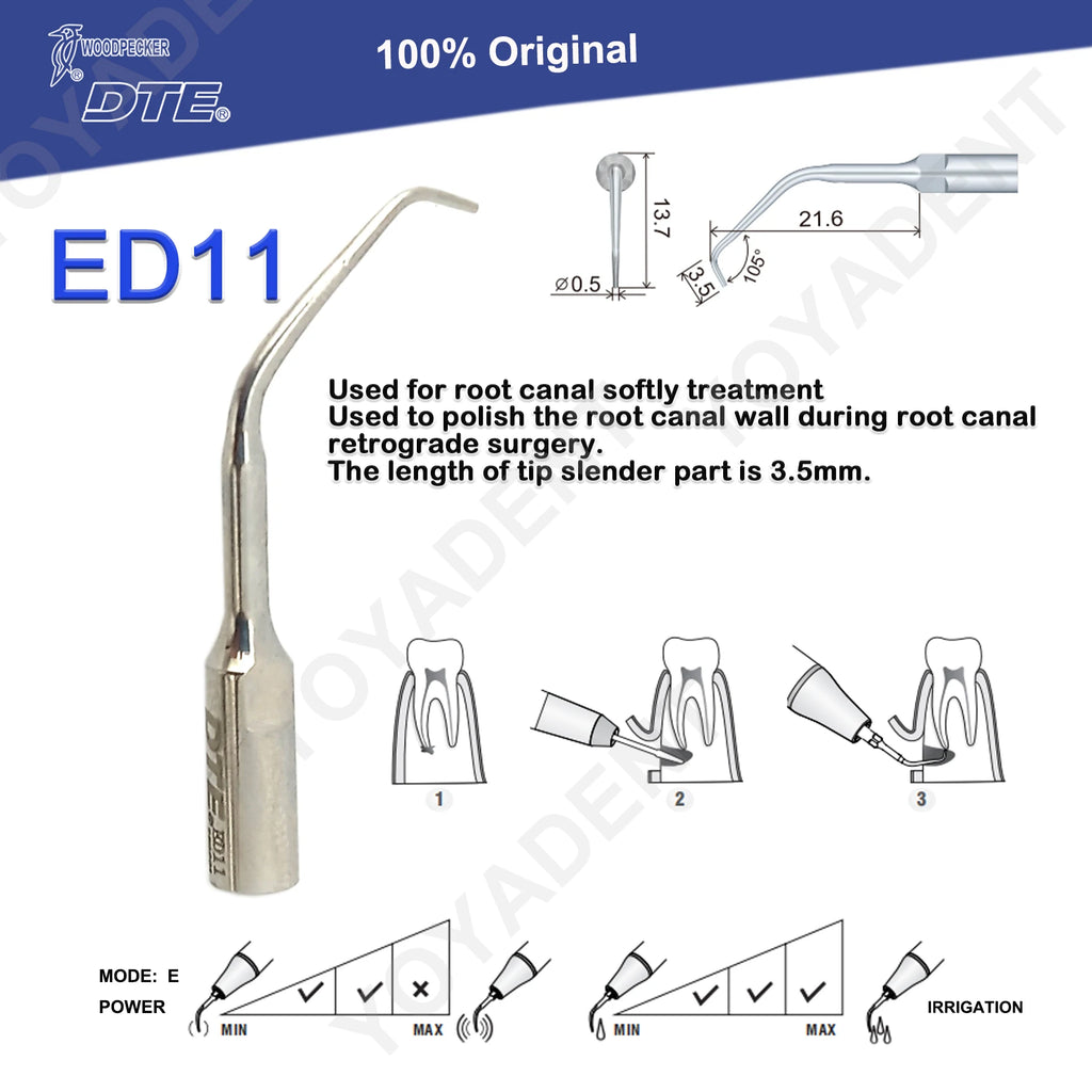 Endodontic Ultrasonic Tips and Accessory Options by Woodpecker DTE, ED-Series Model Selections with TD-1L and HD-7L Choices for Dental Equipment