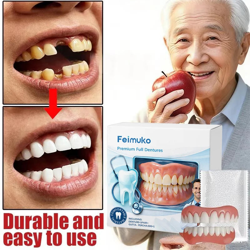 Adult Snap-On Cosmetic Teeth Set with Listed Adjustable Design, Single-Box and Multi-Pack Options for Temporary Smile Appearance