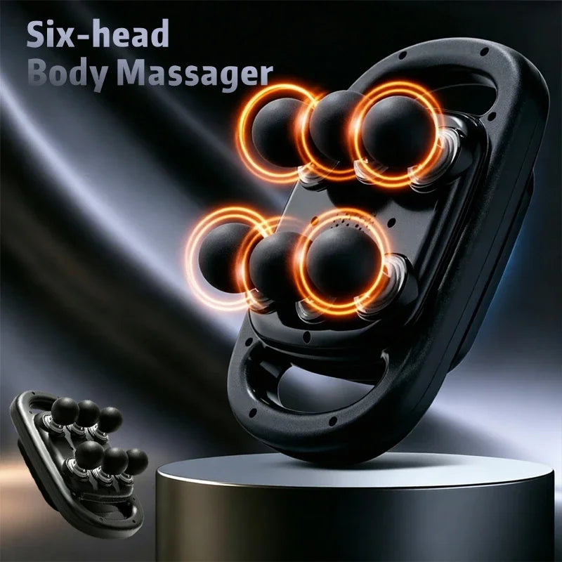 Six-Head Oscillating Massage Gun in Black, Portable Personal-Care Muscle Massager for Manufacturer-Approved At-Home Relaxation and Adult Gift Ideas