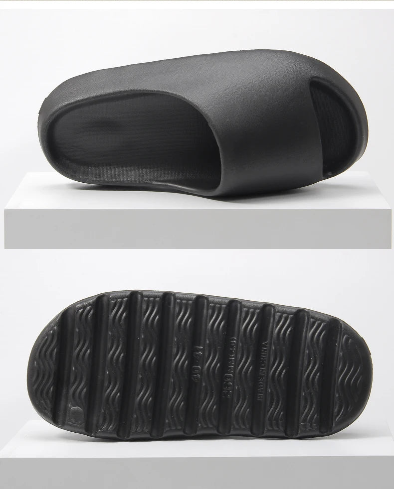 Men's EVA Slippers with Thick-Bottom Lightweight Design, Brown, Black, Beige or Green Casual House Footwear in Seven Paired Size Labels from 36-37 to 48-49