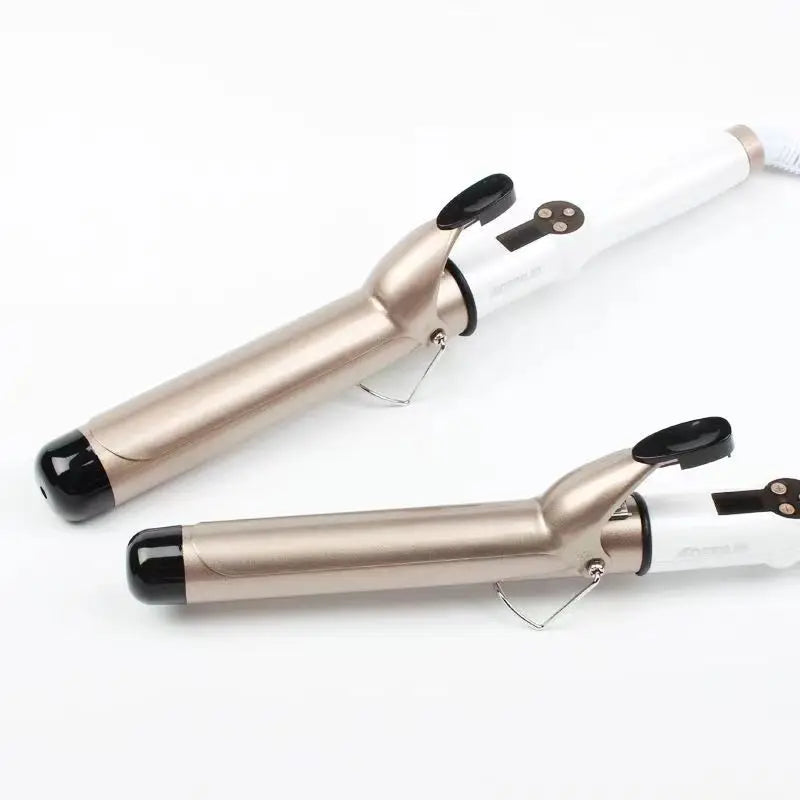 LCD Temperature-Control Curling Iron with Separate 9–38mm Ceramic Barrel Options or Pink and Golden Curl-Straight Combo Styles for Adult Hair Styling