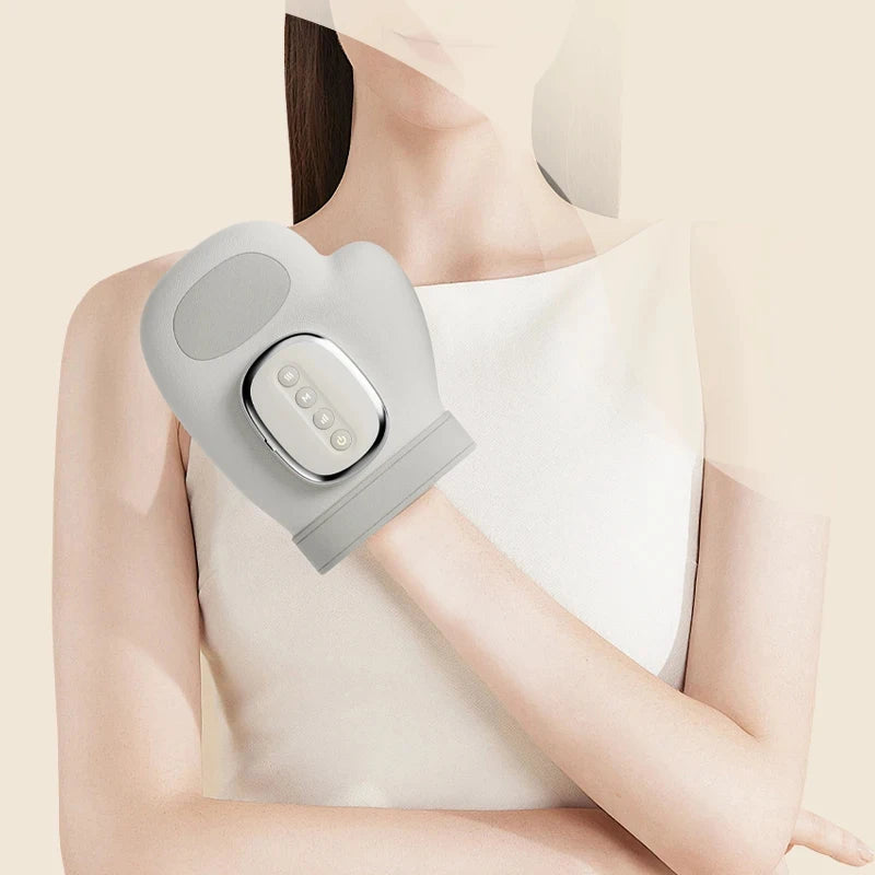 Air Compression Hand Massager with 13 TPU Airbags, Three Modes and Five Pressure Levels, Gray Wireless Heated Device for Adult Palm and Finger Relaxation
