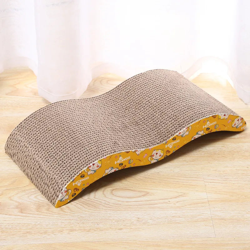 Corrugated Cardboard Cat Scratcher Board, Double-Sided Indoor Scratch Pad with Textured Paper Construction in Bony Type, S, Wave or W Style Options