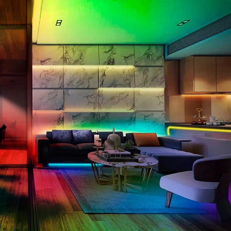 5V USB RGB LED Strip Lights with App Control and Timer, Listed Bluetooth and 24-Key Remote, Nine Length Options from 1m to 30m for Indoor Home Decoration