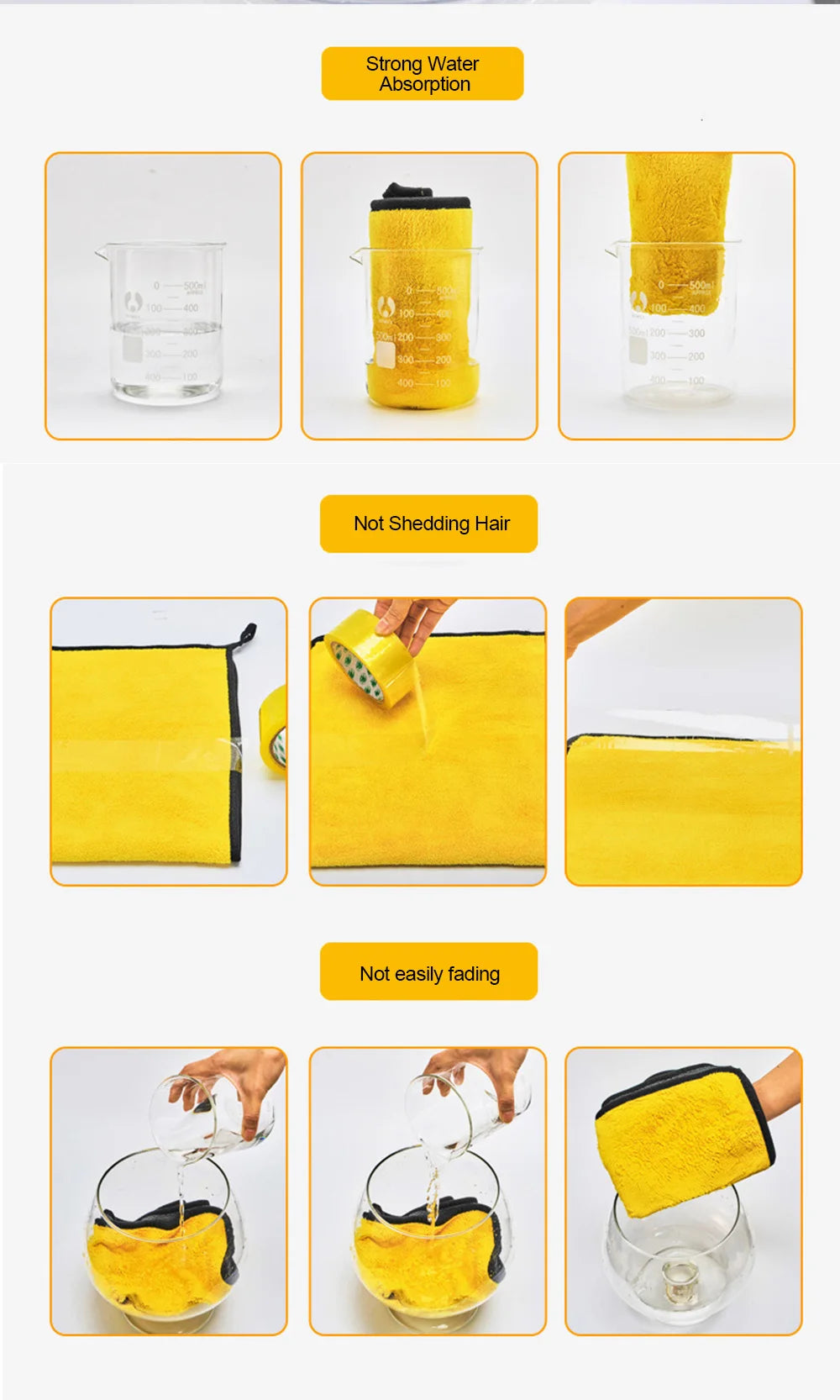Car Detailing Microfiber Towels in Yellow, Soft Absorbent Polyester Cleaning Cloths with T054 and T056 Options in 1, 3 or 5 Pieces for Vehicle and Window Care