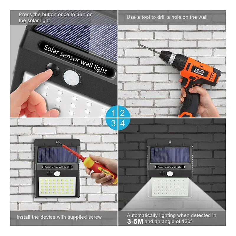 Outdoor Solar Wall Light Options for Garden Fences, Courtyards and Exterior Walls, with Listed 6-LED Non-Sensor and 30-LED PIR Motion Sensor Designs