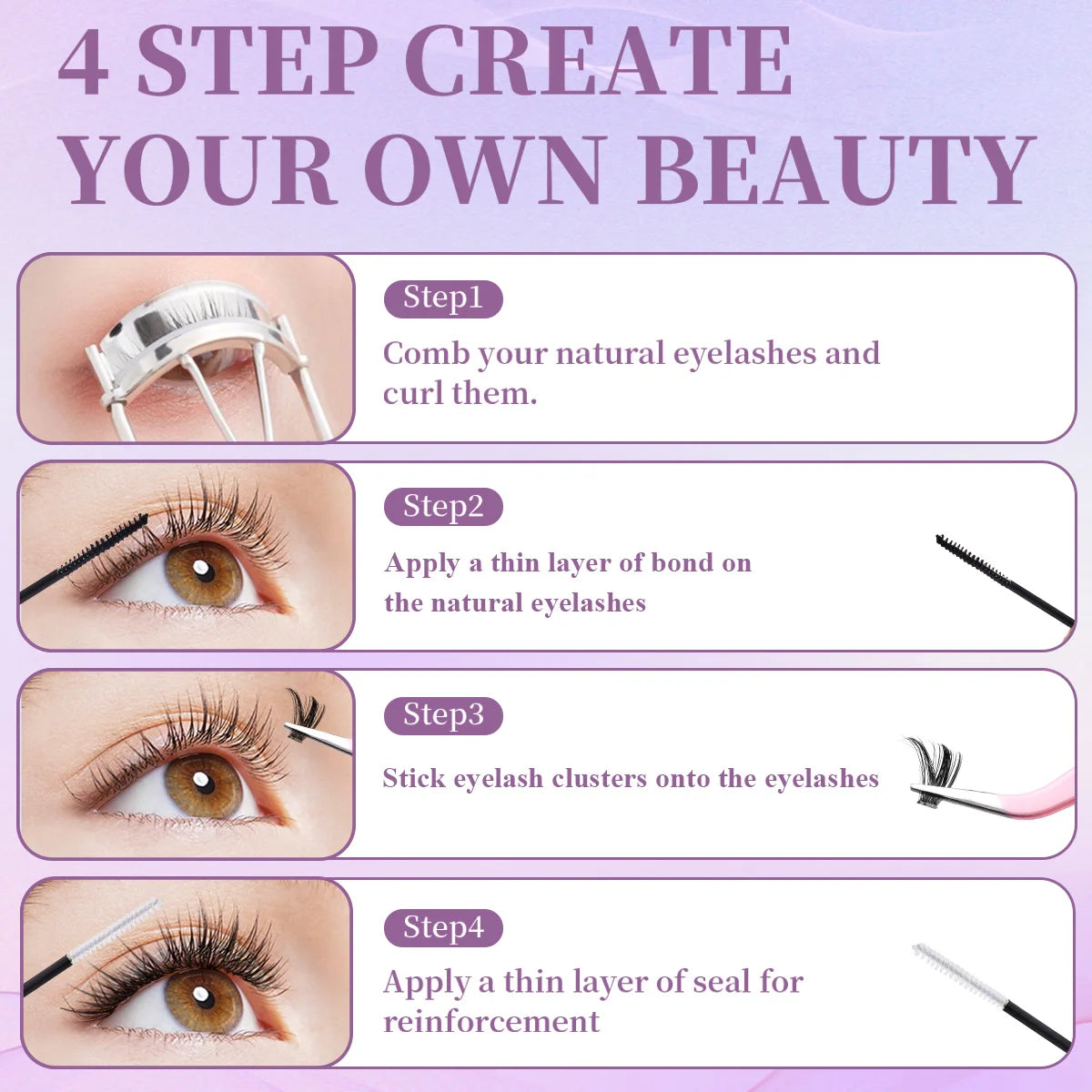 Eyelash Cluster Glue and Seal with Lash Glue, With Tweezers, SET and 3pcs Option Labels for Adult False Lash Application and Everyday Beauty Routines