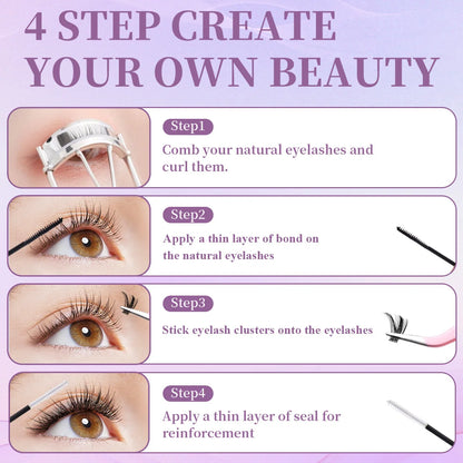 Eyelash Cluster Glue and Seal with Lash Glue, With Tweezers, SET and 3pcs Option Labels for Adult False Lash Application and Everyday Beauty Routines