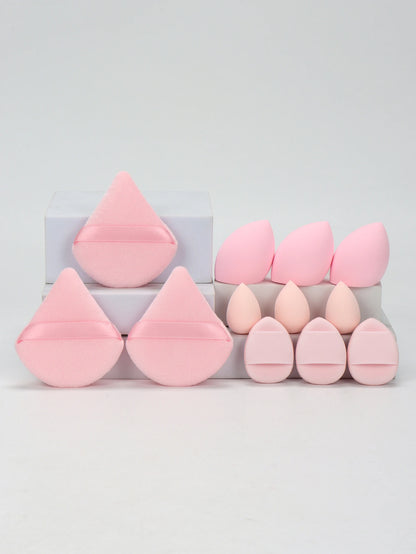 12-Piece Makeup Sponge and Powder Puff Set with Mini Air Cushion Puff and Beauty Egg References, 18 Color and Style Labels for Adult Cosmetic Application