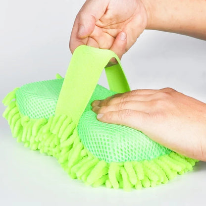 Green Microfiber Car Wash Sponge for Manual Vehicle Cleaning, Everyday Auto Care and Exterior Detailing Preparation, At-Home Car Washing Accessory