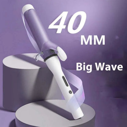 40mm Large Barrel Curling Iron with Tourmaline Ceramic Heating, Five Temperature Settings and Purple Finish for Loose Curl Styling, US Plug Option