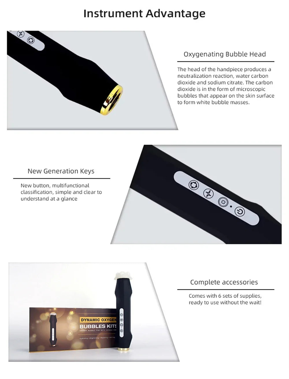 Rechargeable Facial Bubble Pen, 106g Handheld Beauty Device with Five Vibration and Spin Intensity Levels, Eight LED Modes and With Box or No Box Options