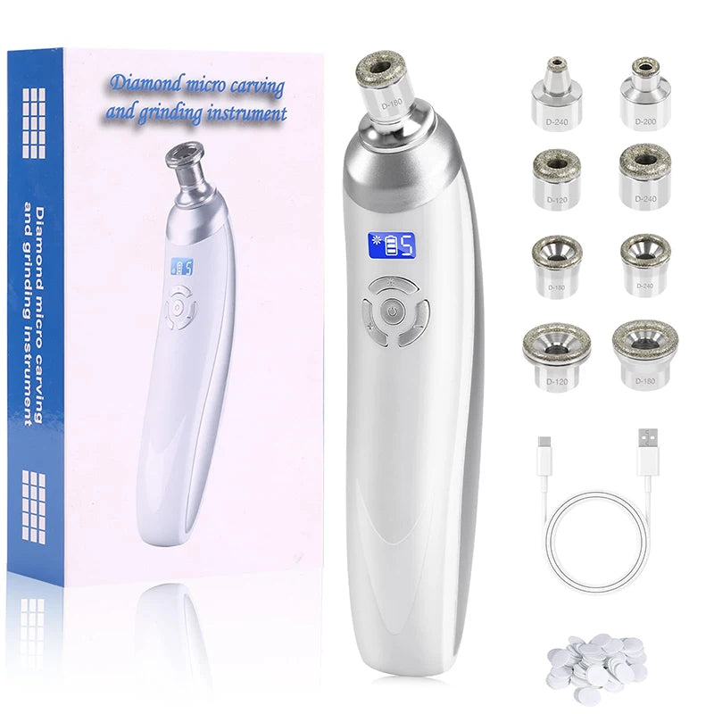 Cordless Diamond Microdermabrasion Device with Replaceable Tip References, Nine-Head Five-Level or Four-Head Three-Level Options for Adult Facial Beauty Routines