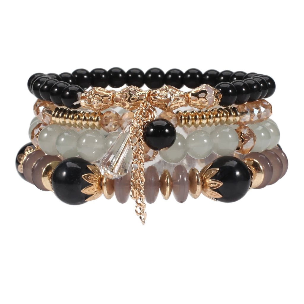 Boho Beaded Bracelets for Women, Stackable Multilayer Acrylic Bead Jewelry with Stretch Cord and Eight Color Options for Everyday Outfits and Gifts