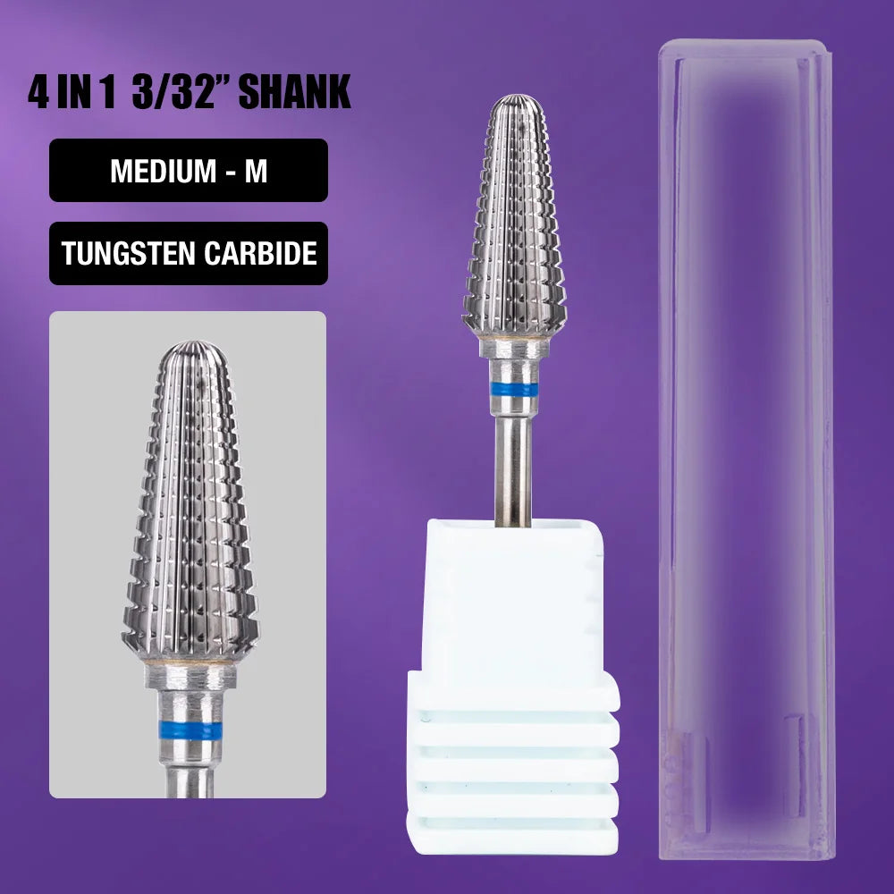 Rotary Nail Drill Bit for Electric Manicure and Pedicure Tools, Single-Piece Milling Burr with Numbered Tungsten and Ceramic Options