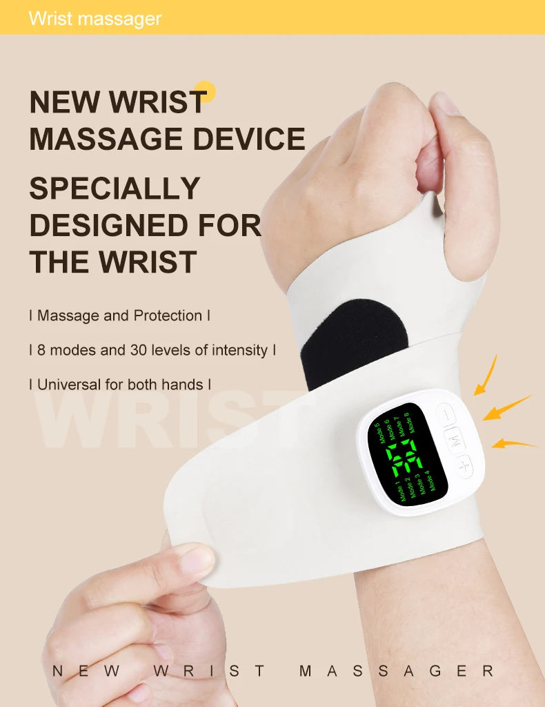 USB Rechargeable Wrist Vibration Massager, Cordless Electric Personal-Care Device in White, Dark Blue or Blue for Seated Home Relaxation Breaks