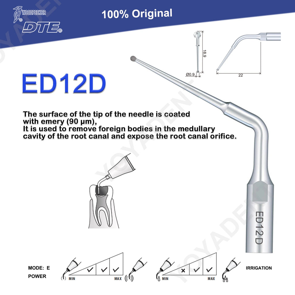 Endodontic Ultrasonic Tips and Accessory Options by Woodpecker DTE, ED-Series Model Selections with TD-1L and HD-7L Choices for Dental Equipment